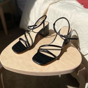 Nine West croc square toe heels